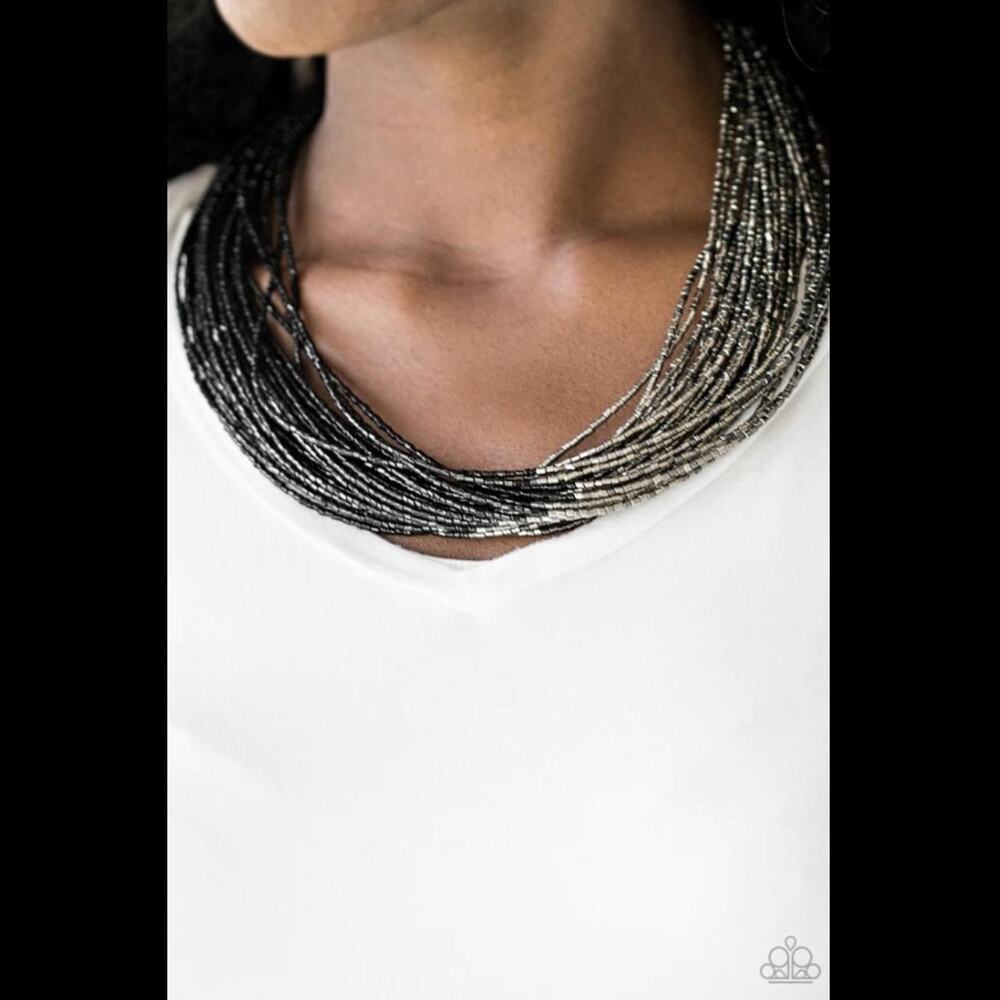 Paparazzi Flashy Fashion- Black and Silver Necklace